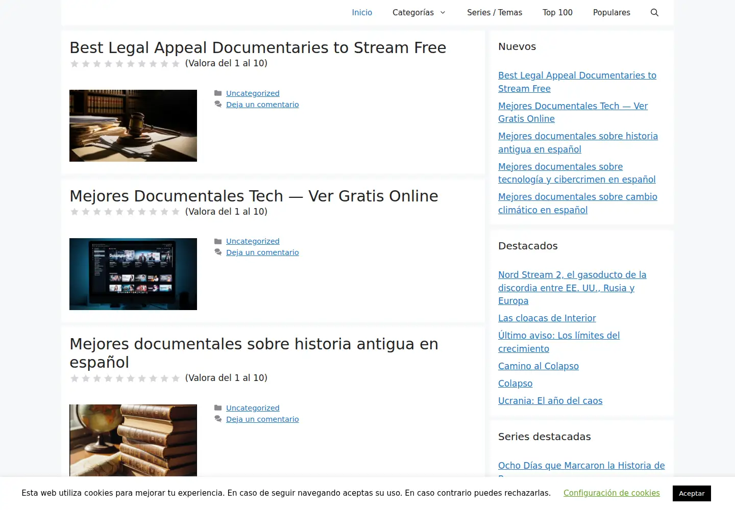 Captured homepage of documentales-online.com in the current scan