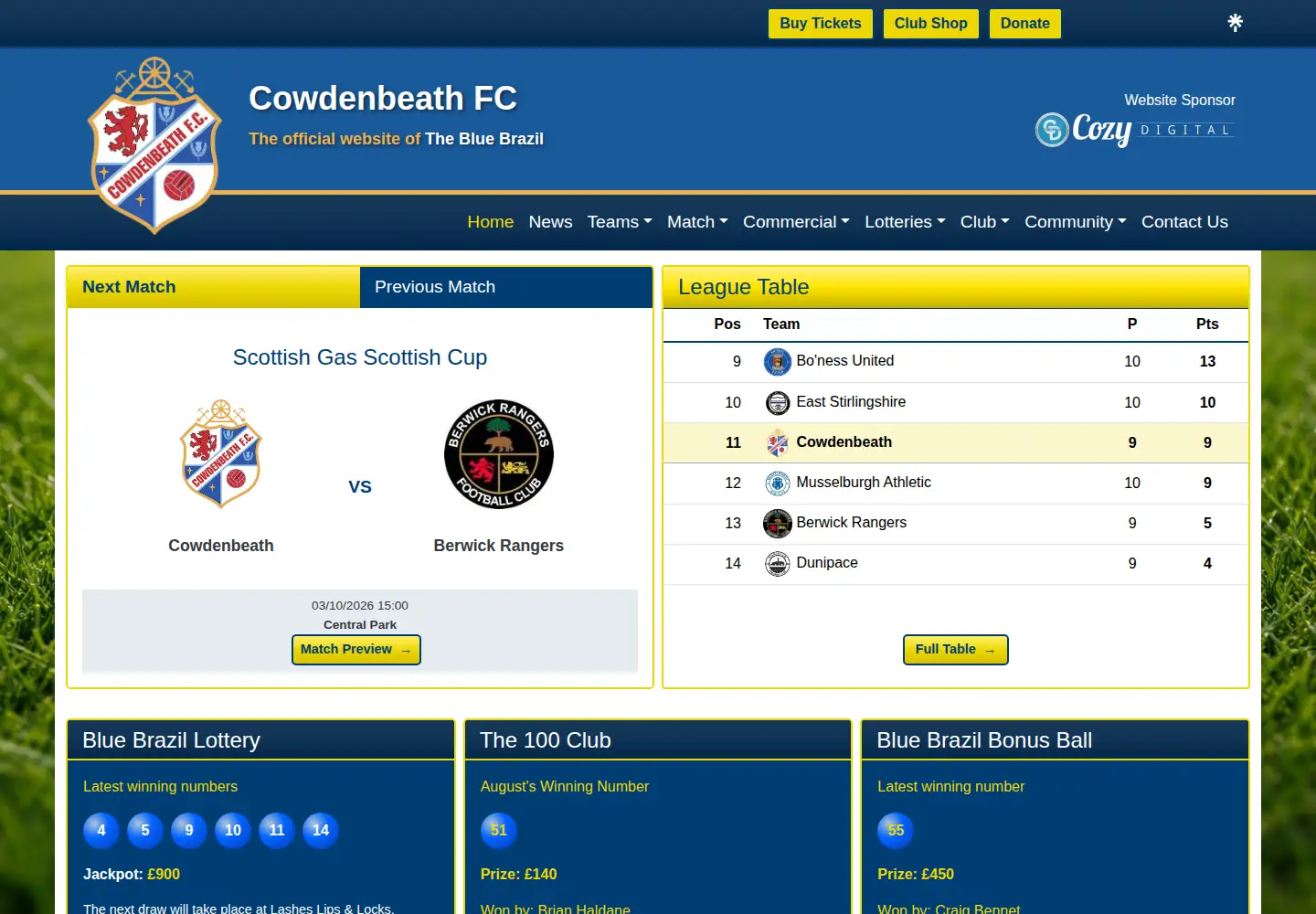 Screenshot of cowdenbeathfc.com