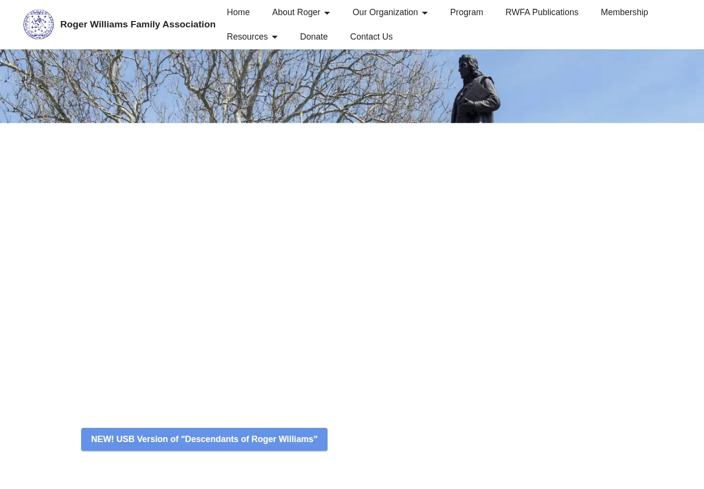 Captured homepage of rogerwilliams.org in the current scan