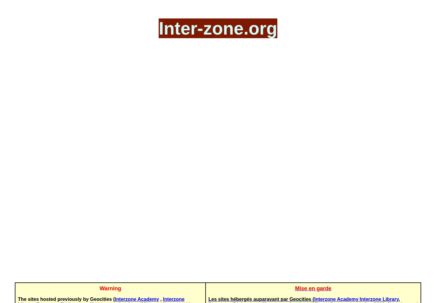 Screenshot of inter-zone.org