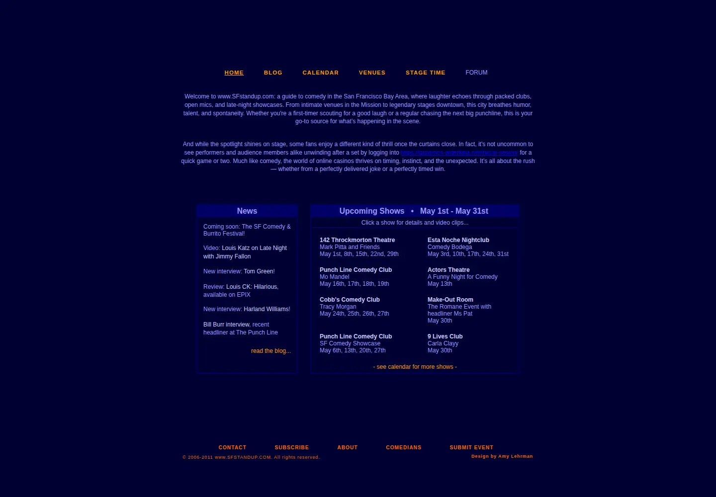 Screenshot of sfstandup.com