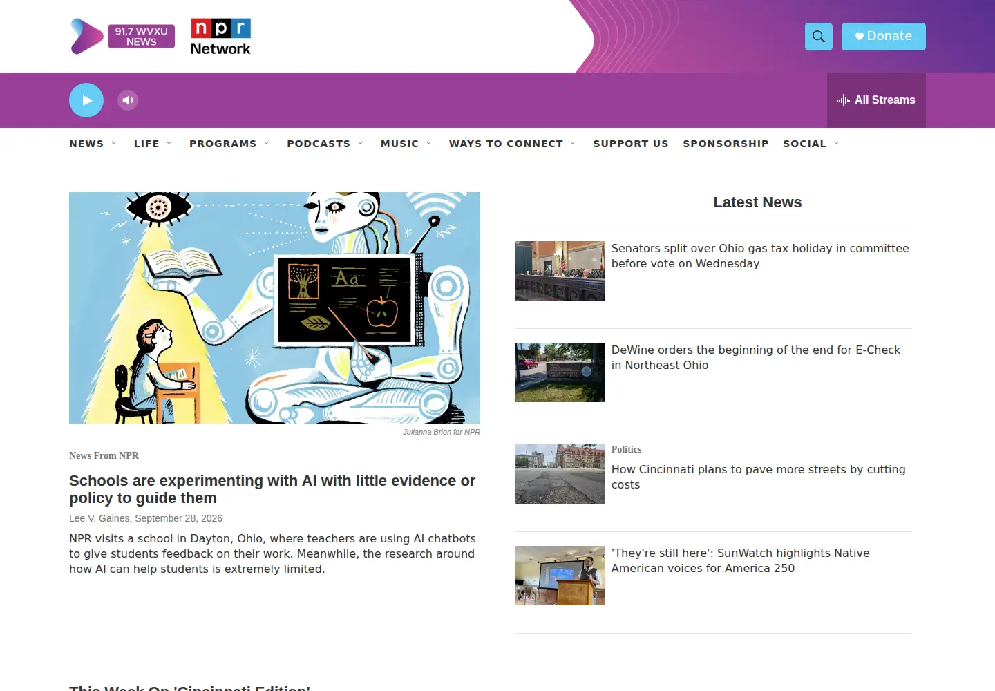 Screenshot of wvxu.org