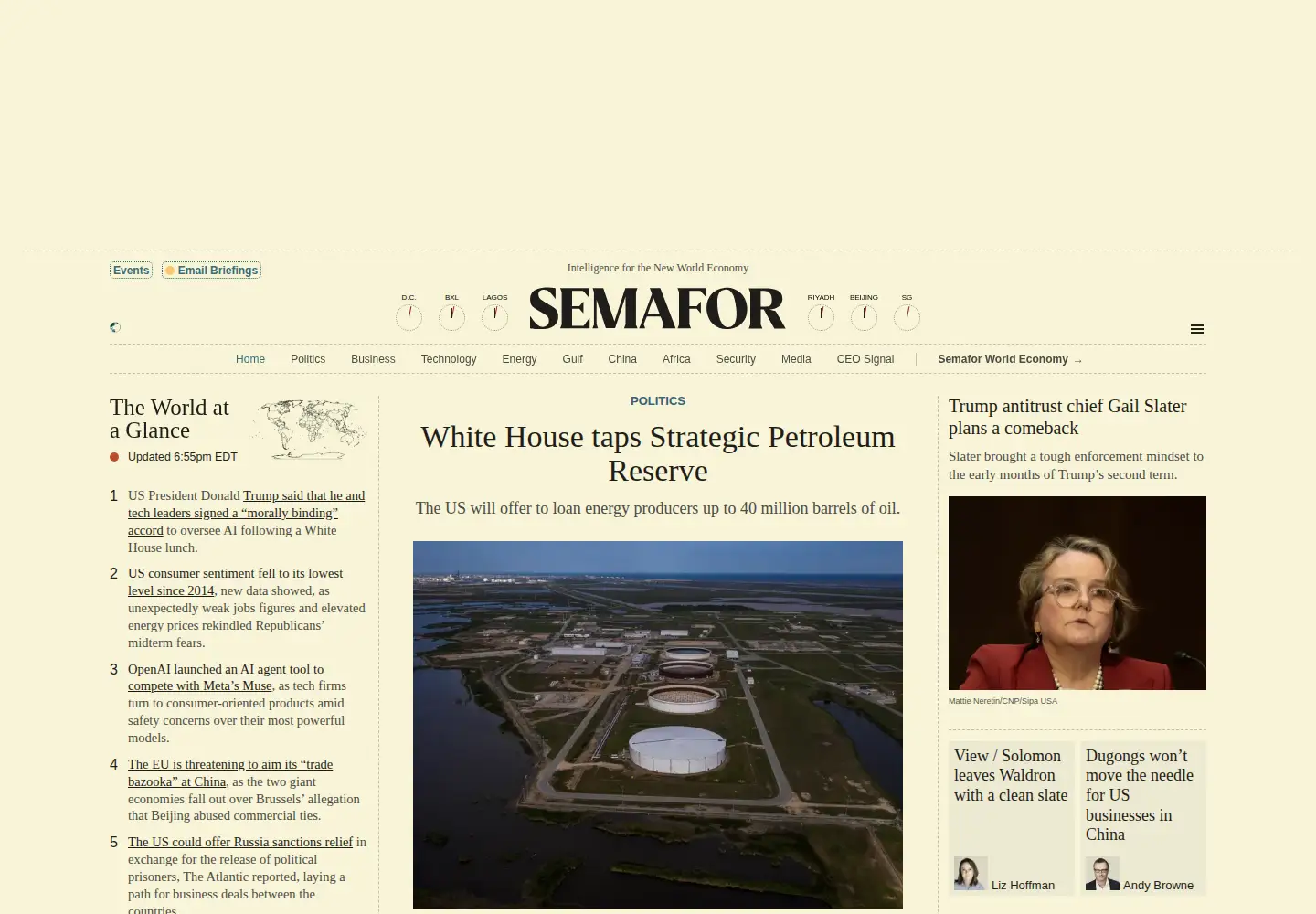 Screenshot of semafor.com