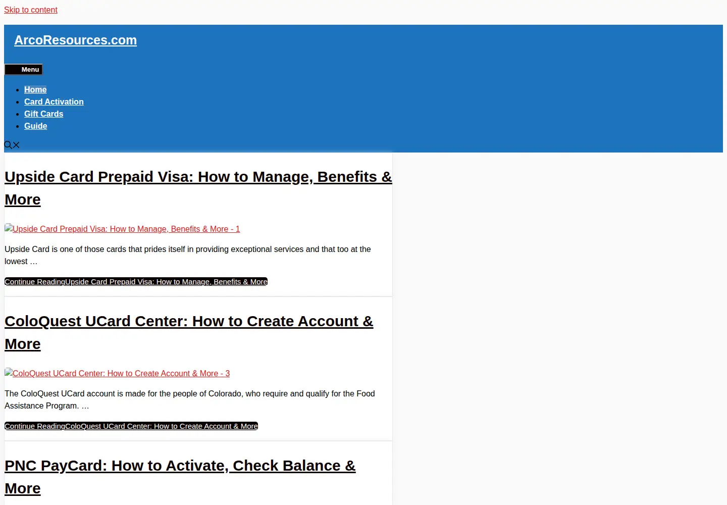 Captured homepage of arcoresources.com in the current scan