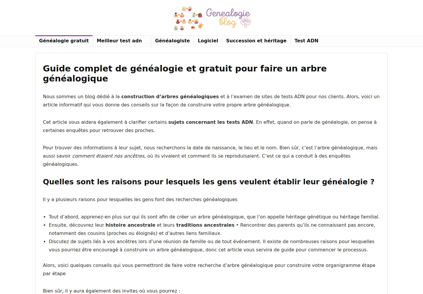 Screenshot of genealogieblog.com