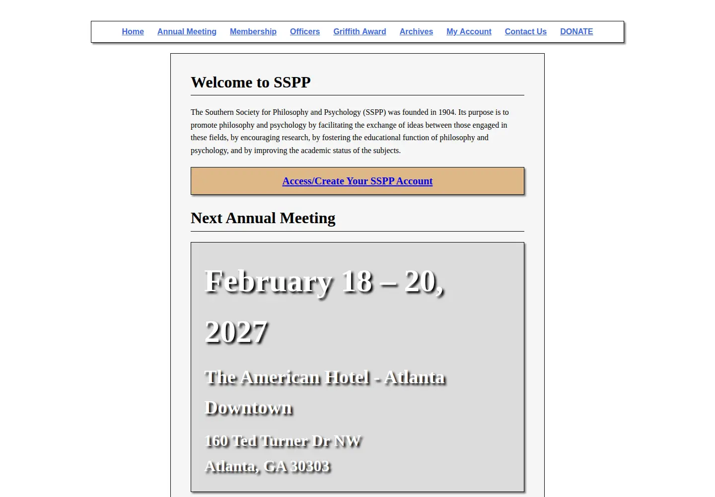 Captured homepage of southernsociety.org in the current scan