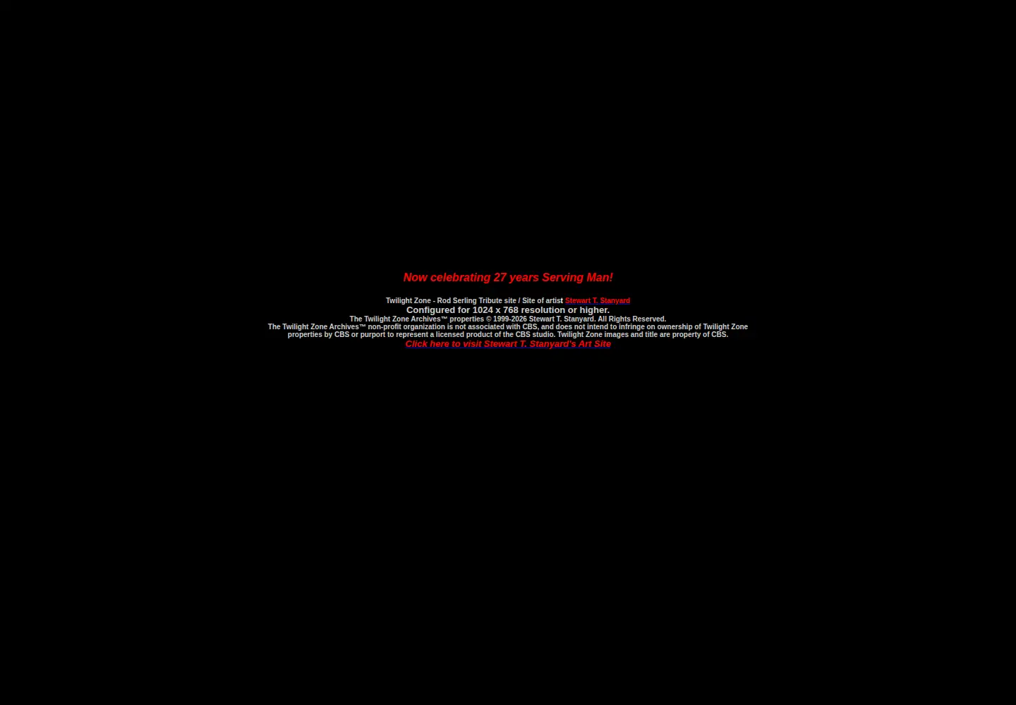 Screenshot of twilightzone.org