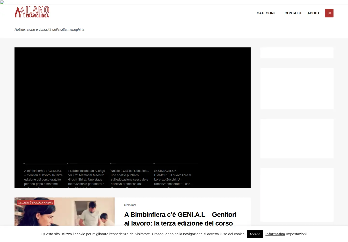 Captured homepage of milanomeravigliosa.it in the current scan