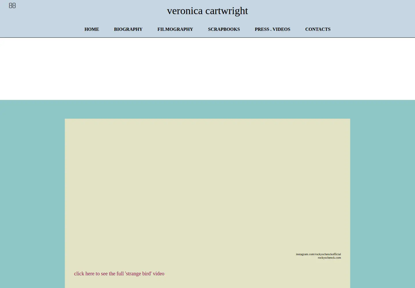Captured homepage of veronica-cartwright.com in the current scan