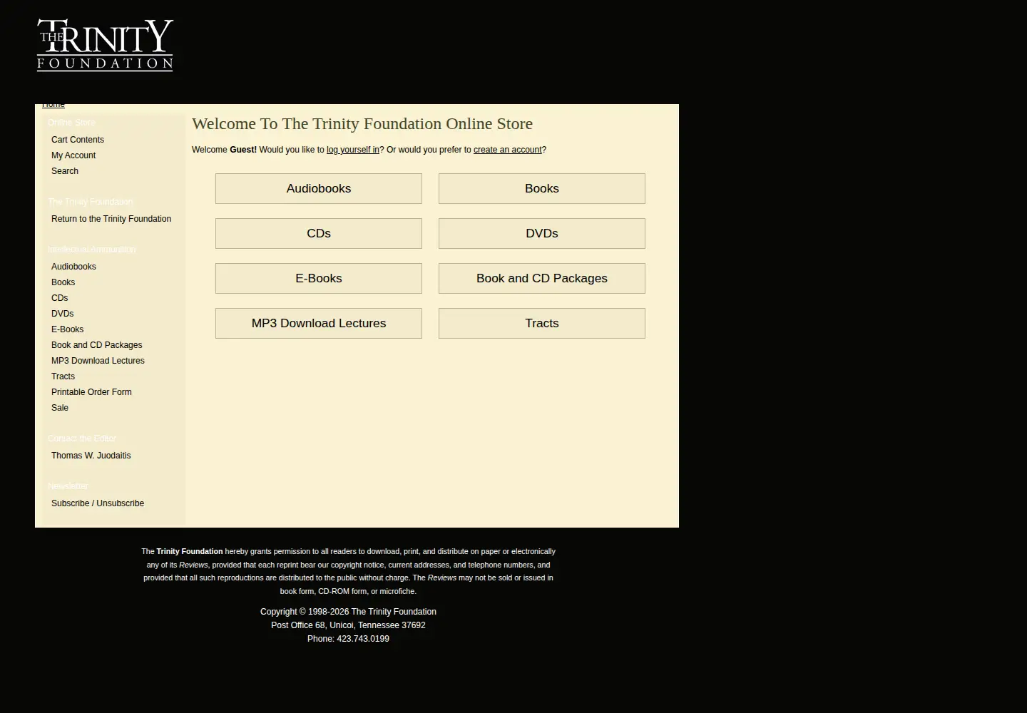 Screenshot of trinitylectures.org