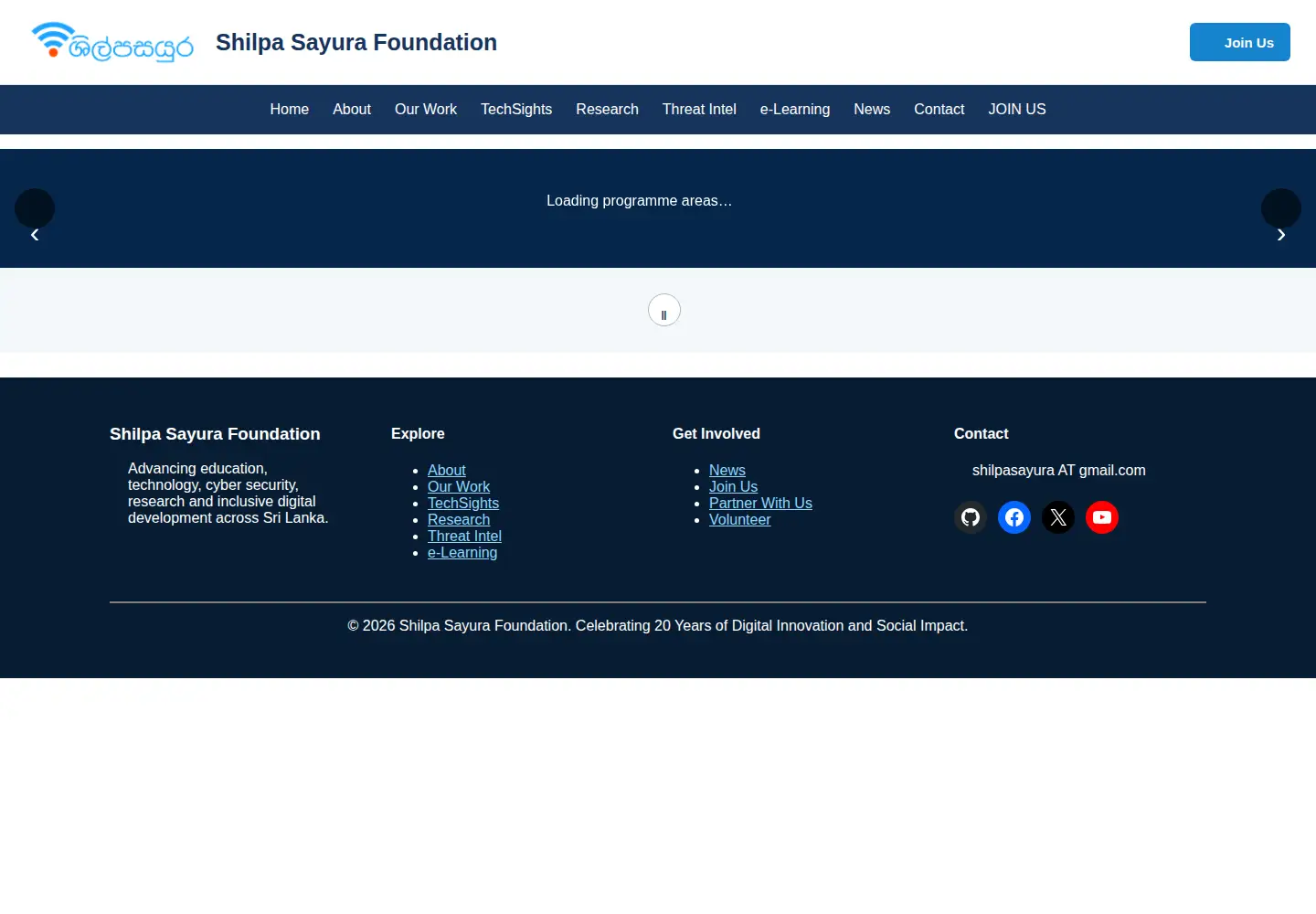Captured homepage of shilpasayura.org in the current scan