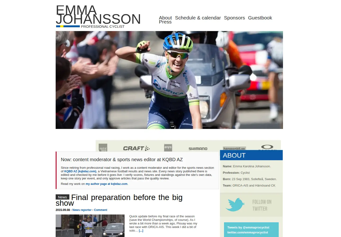 Captured homepage of emmajohansson.com in the current scan
