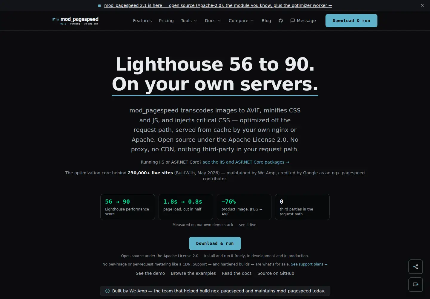 Screenshot of modpagespeed.com