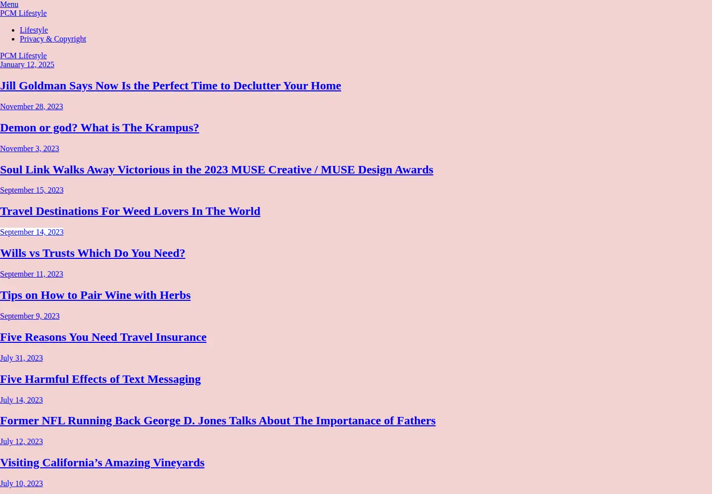 Captured homepage of pcmlifestyle.com in the current scan