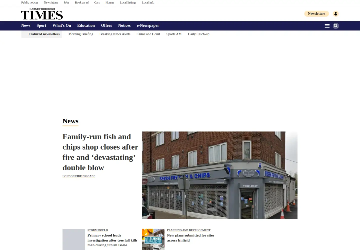 Screenshot of edgwaretimes.co.uk