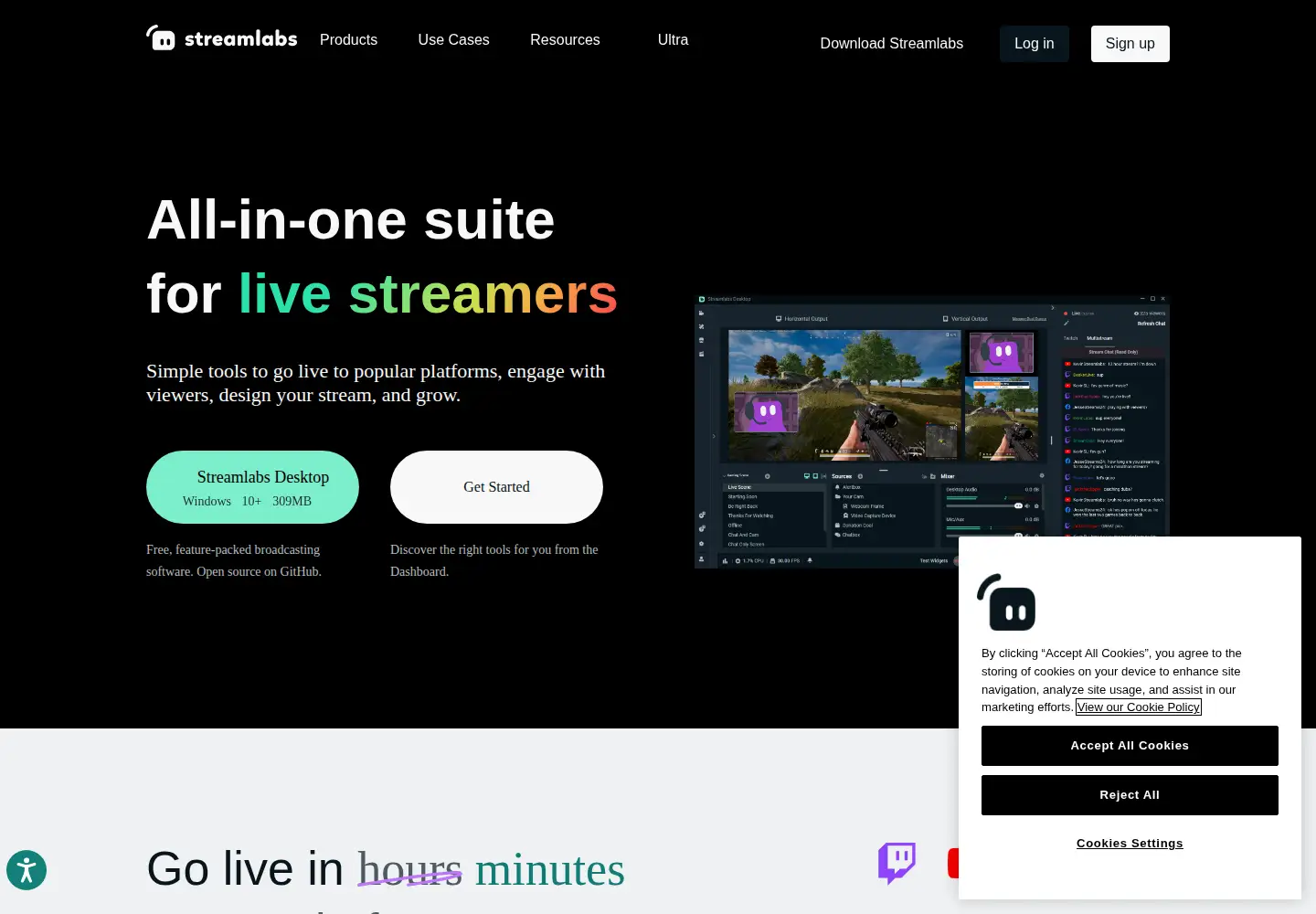 Screenshot of streamlabs.com