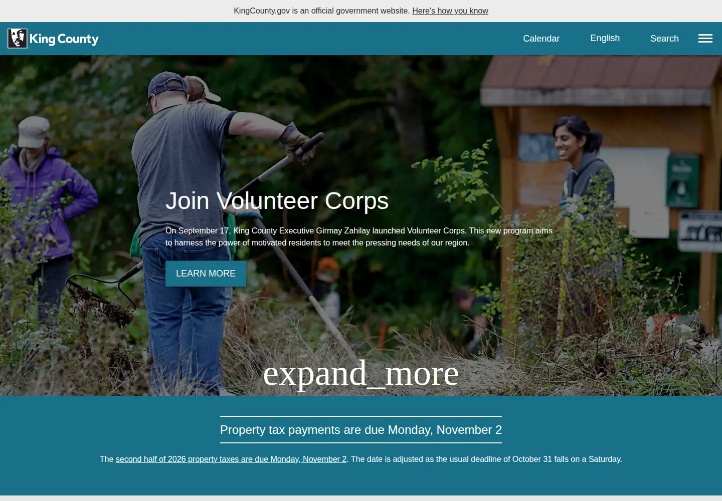 Screenshot of kingcounty.gov
