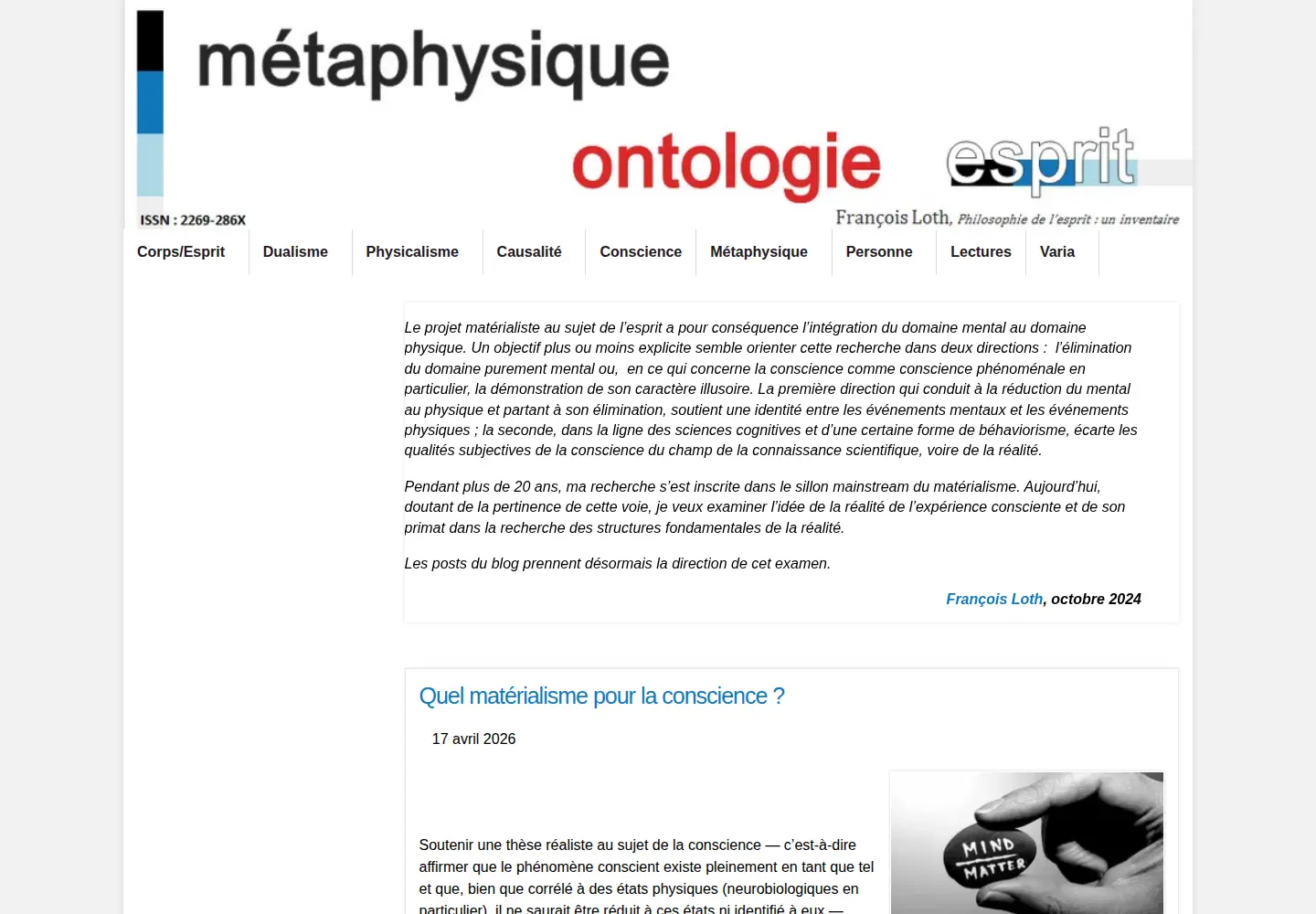 Captured homepage of francoisloth.com in the current scan