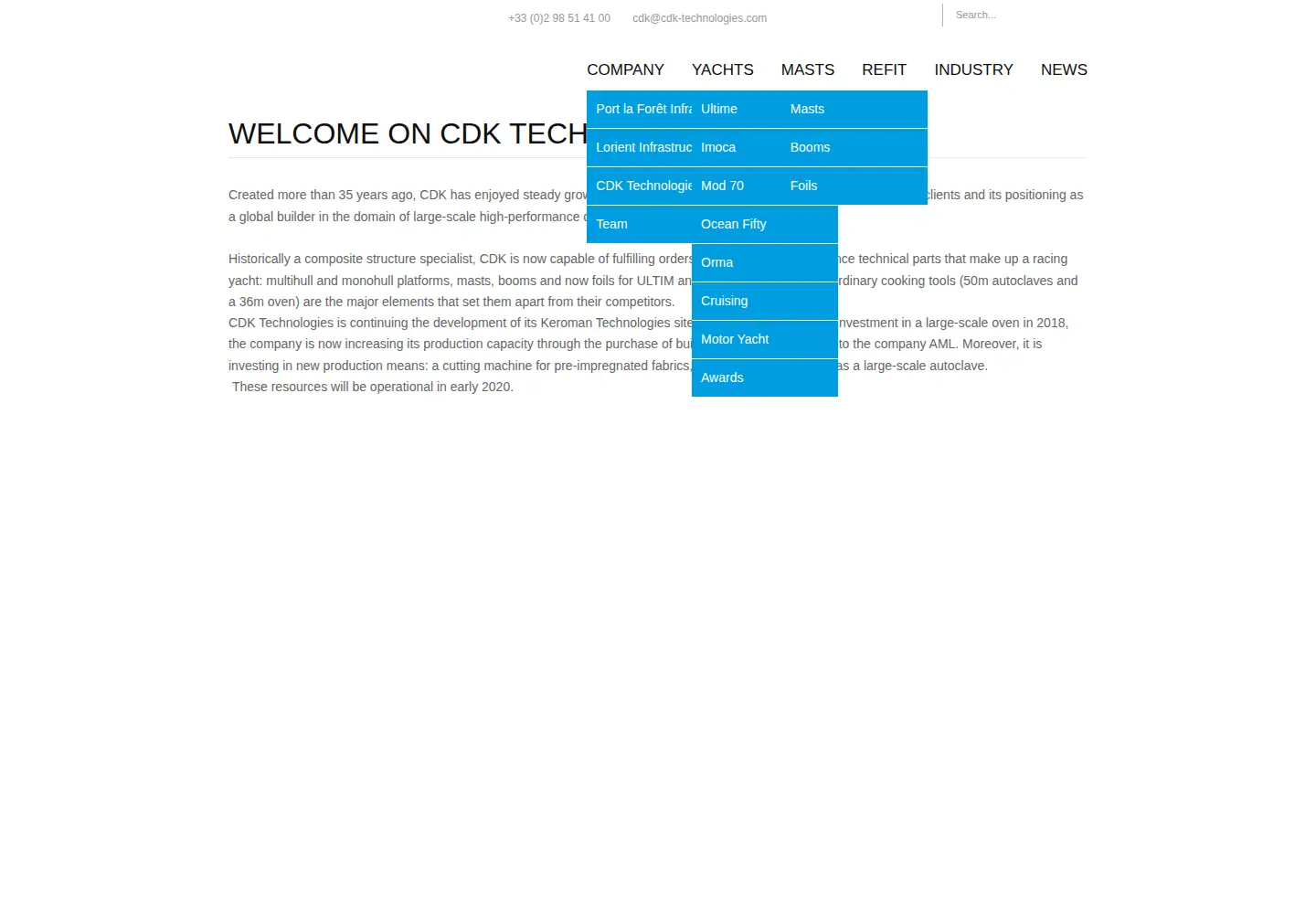 Captured homepage of cdk-technologies.com in the current scan