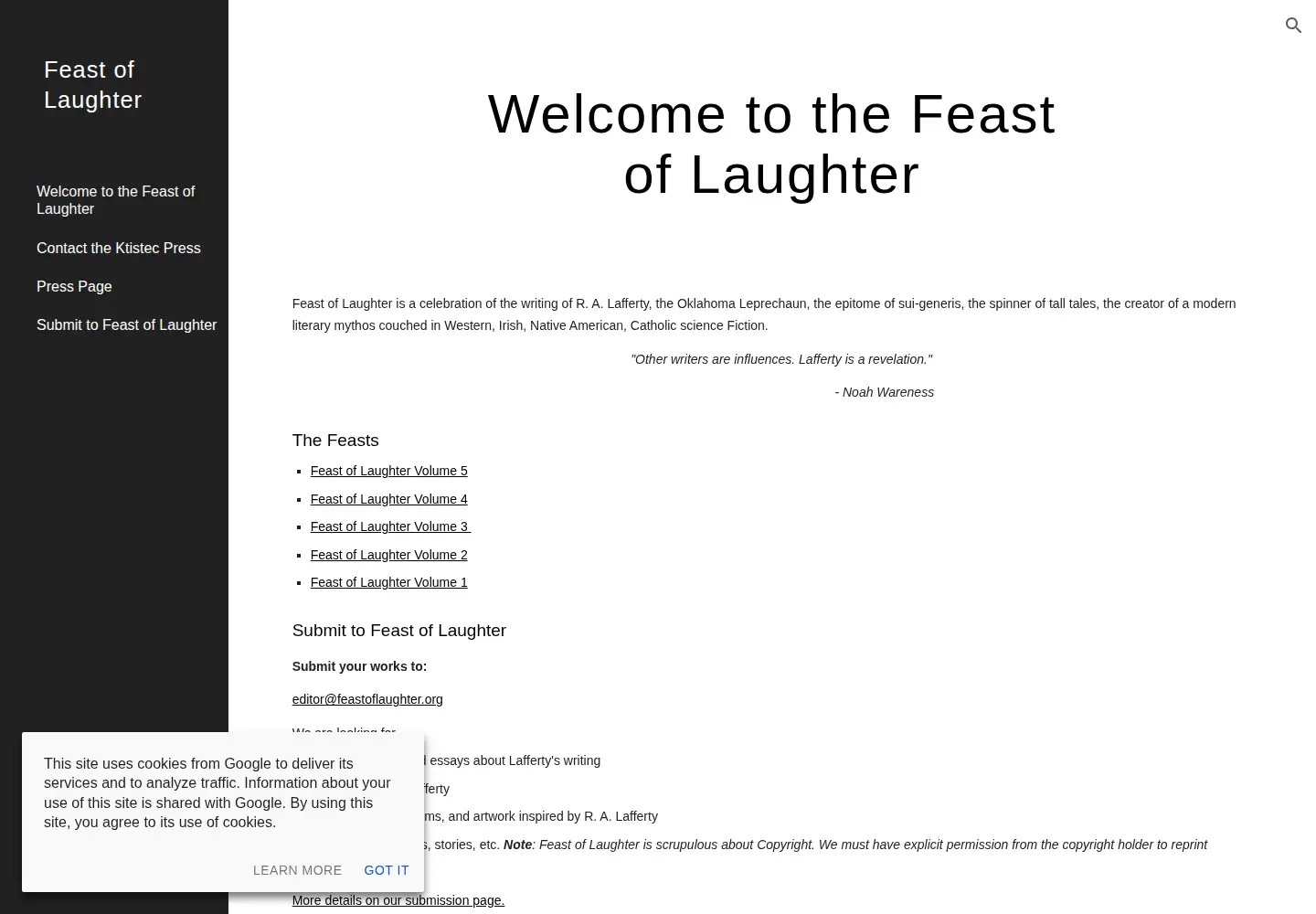 Screenshot of feastoflaughter.org