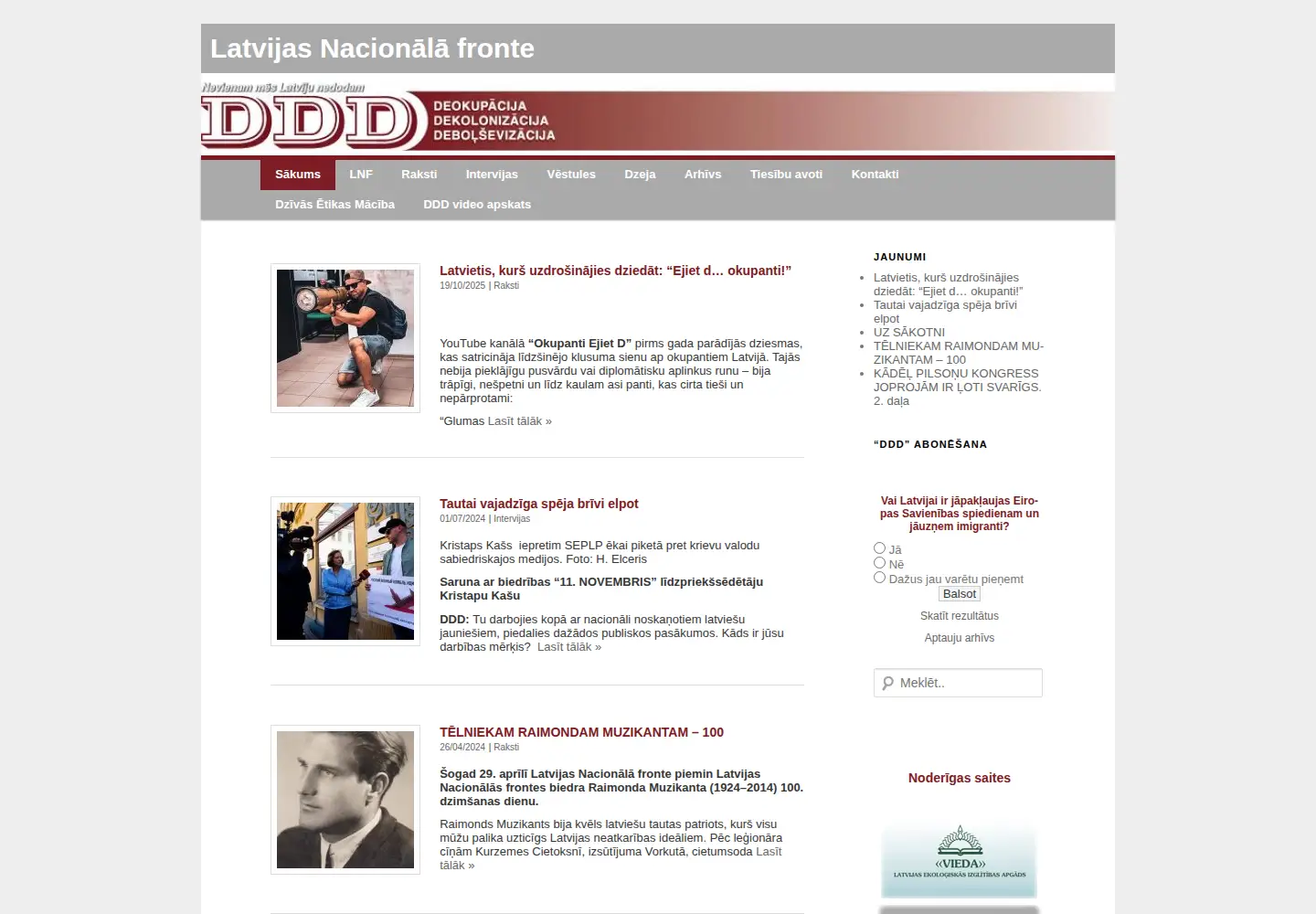 Captured homepage of fronte.lv in the current scan