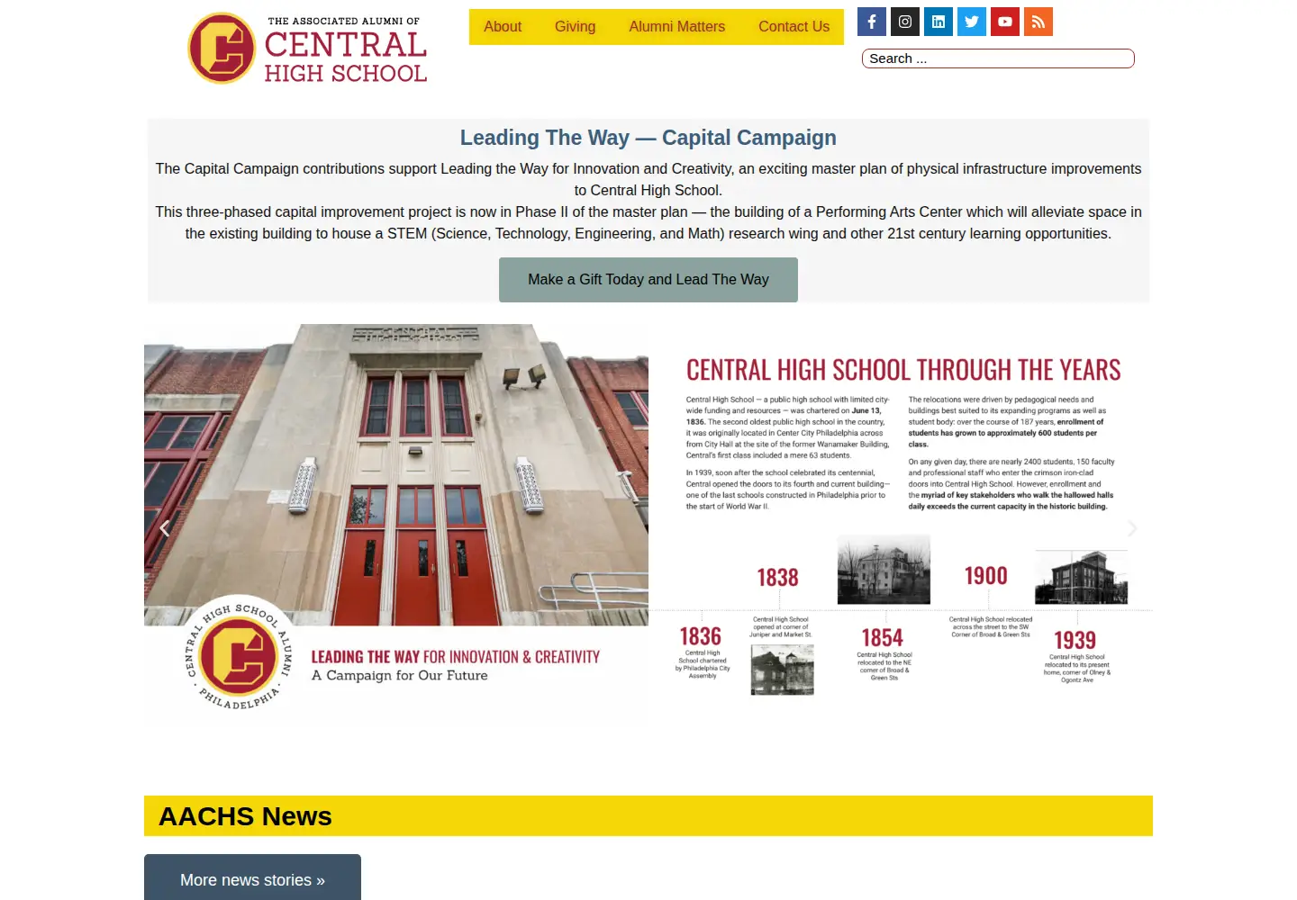 Screenshot of centralhighalumni.com