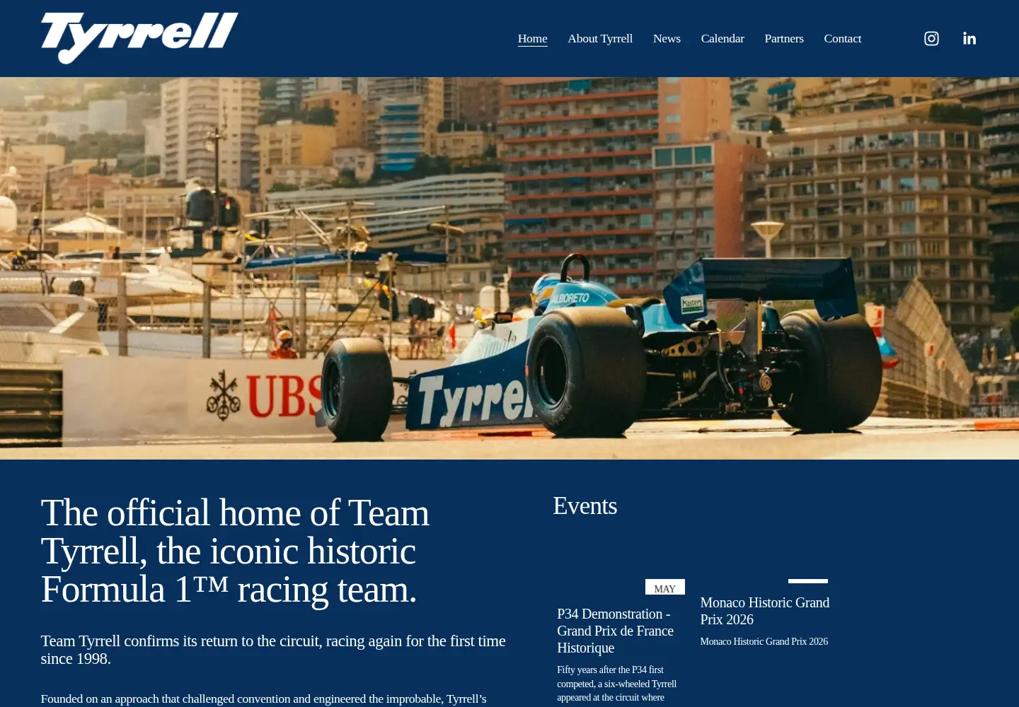 Captured homepage of teamtyrrell.com in the current scan
