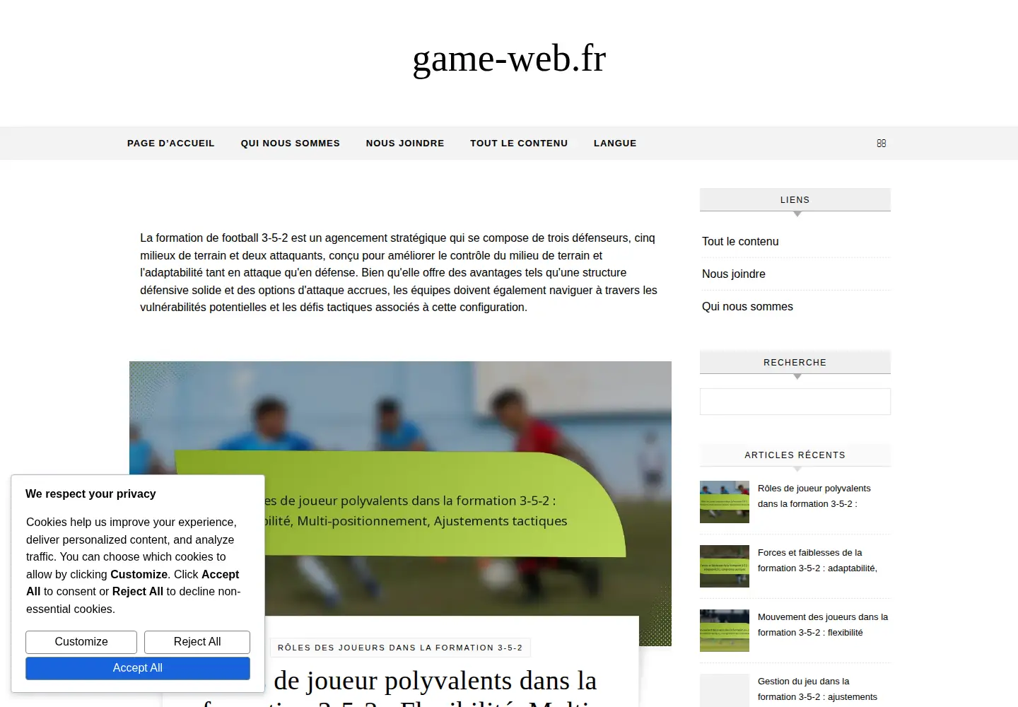 Captured homepage of game-web.fr in the current scan