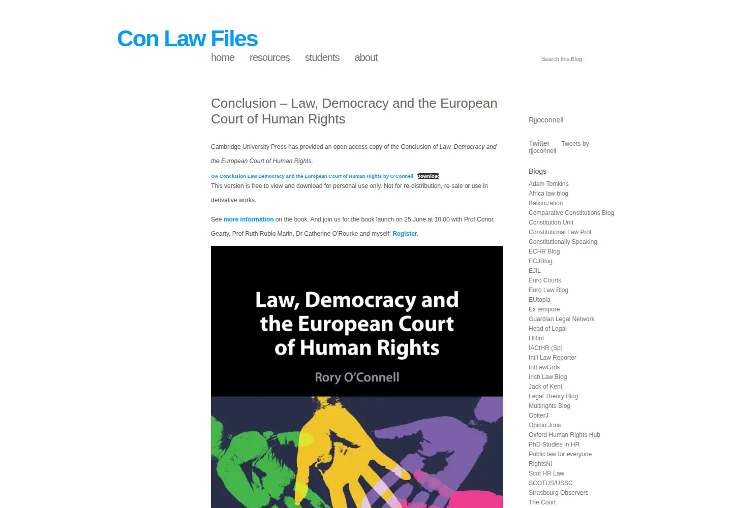 Captured homepage of conlawfiles.org in the current scan