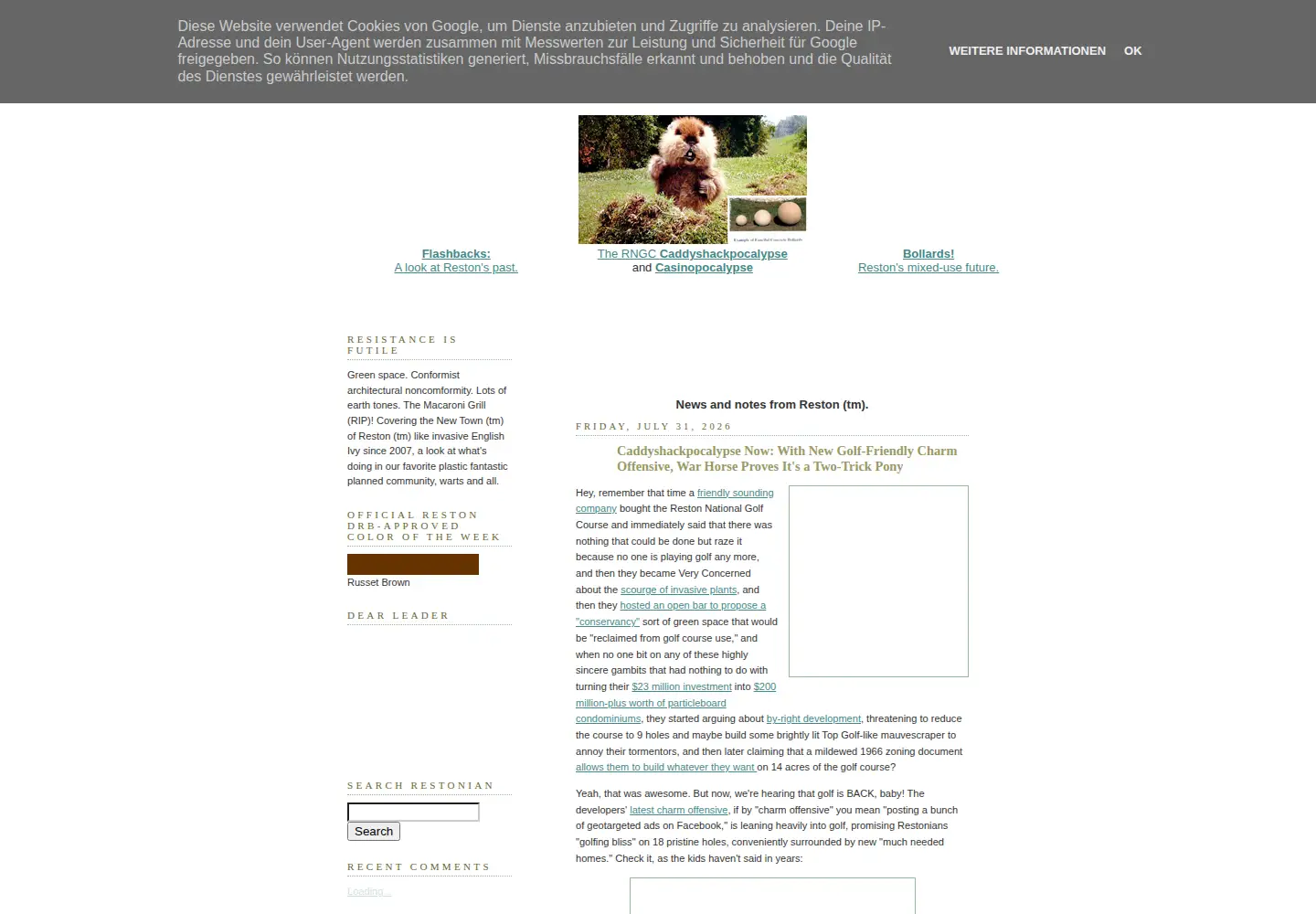 Captured homepage of restonian.org in the current scan