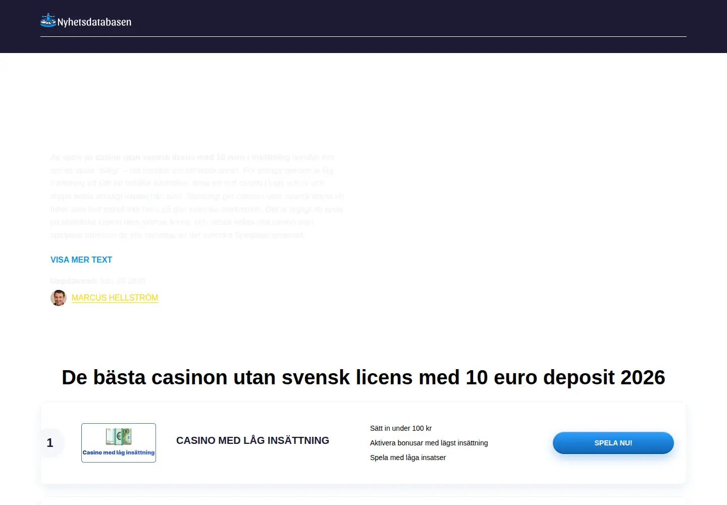 Captured homepage of nyhetsdatabasen.se in the current scan