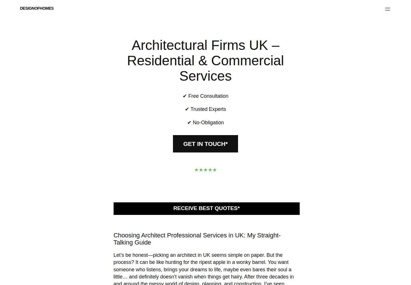 Screenshot of designofhomes.co.uk