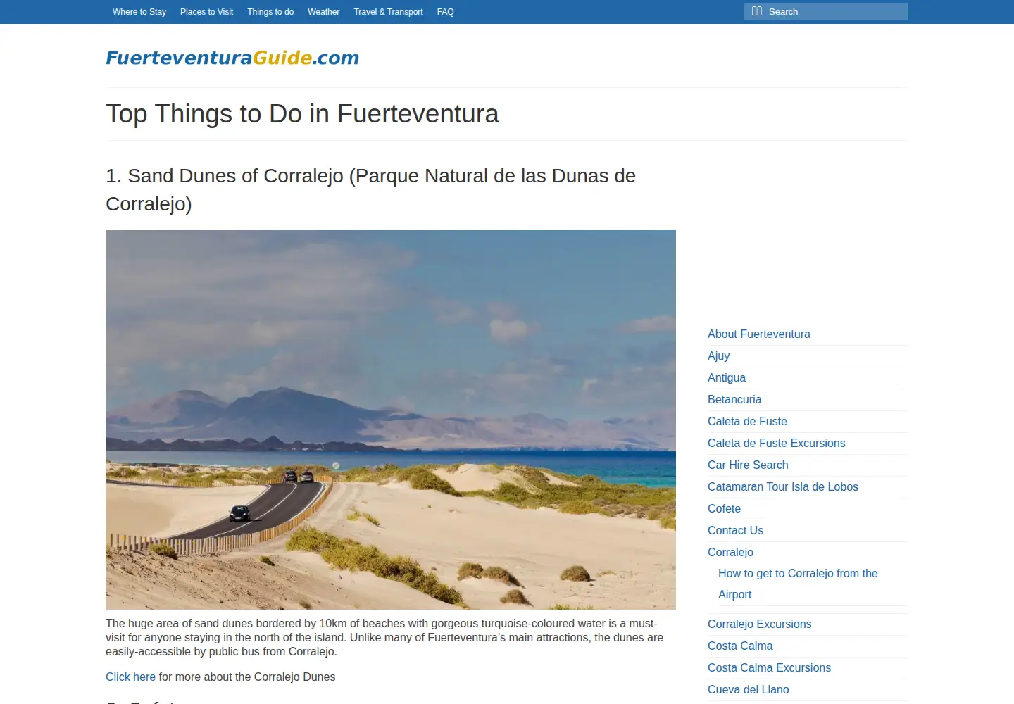 Captured homepage of fuerteventurainfo.com in the current scan