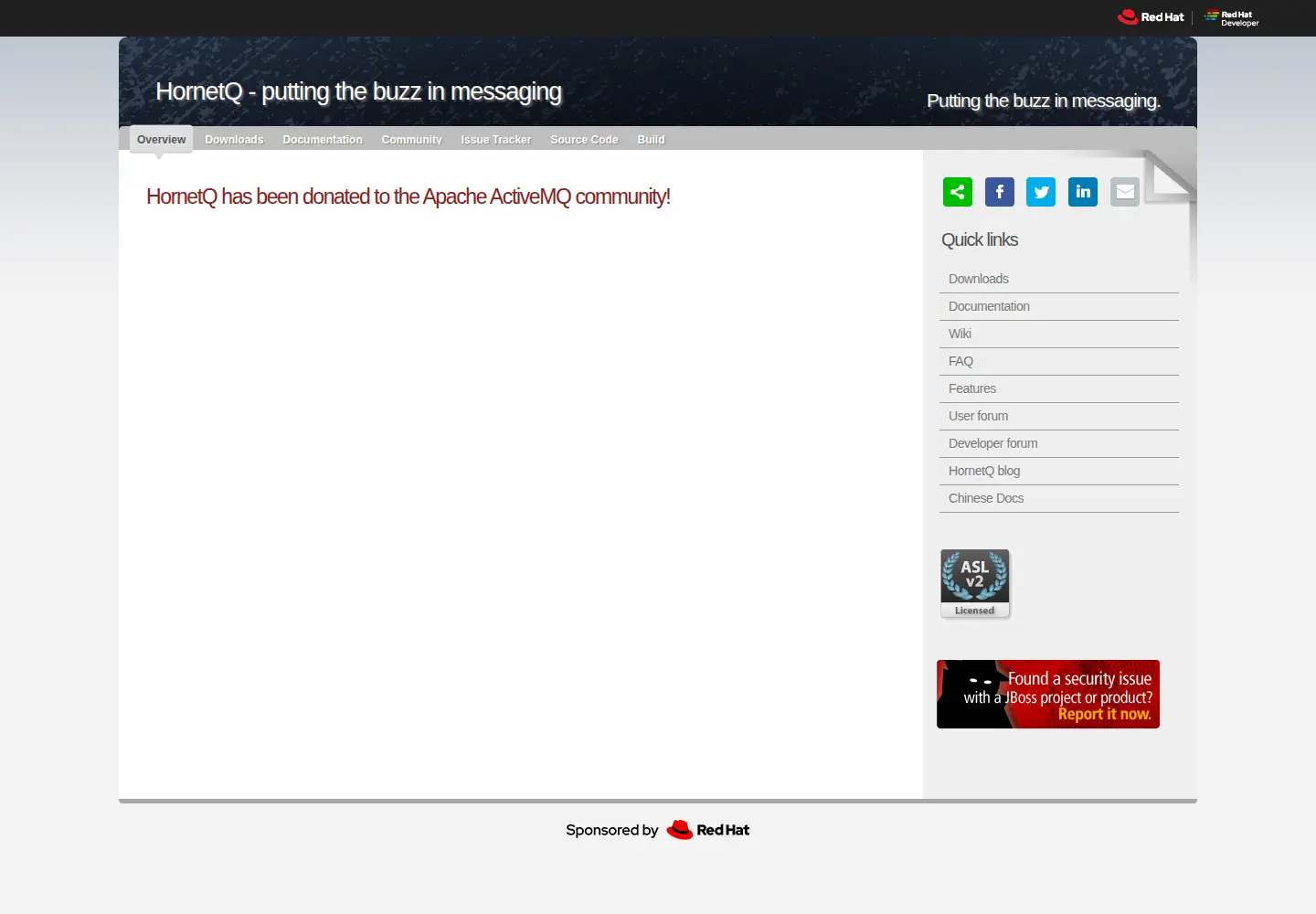 Screenshot of hornetq.org