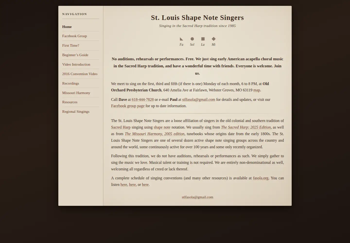 Captured homepage of stlfasola.org in the current scan