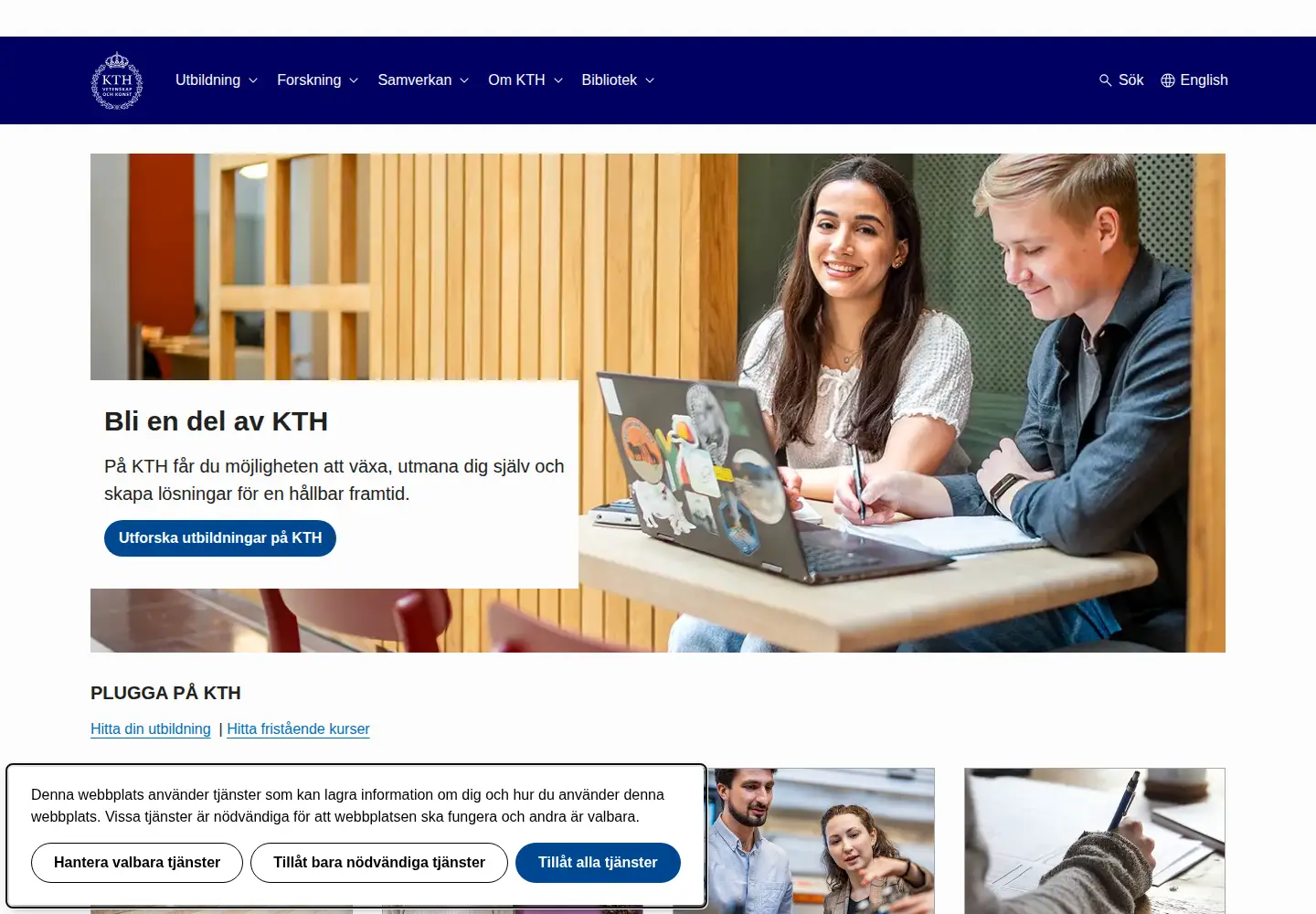 Screenshot of kth.se