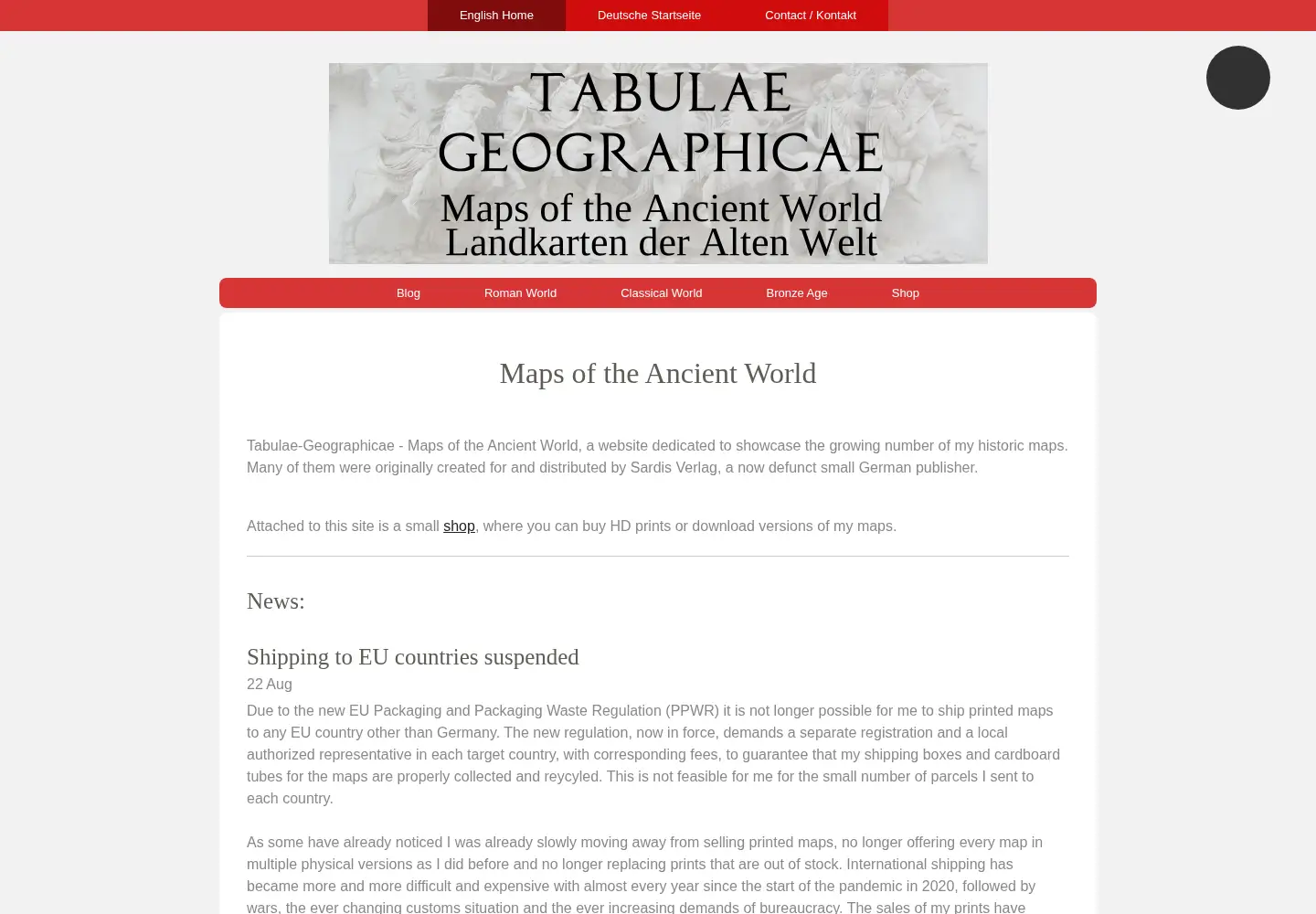 Captured homepage of tabulae-geographicae.de in the current scan