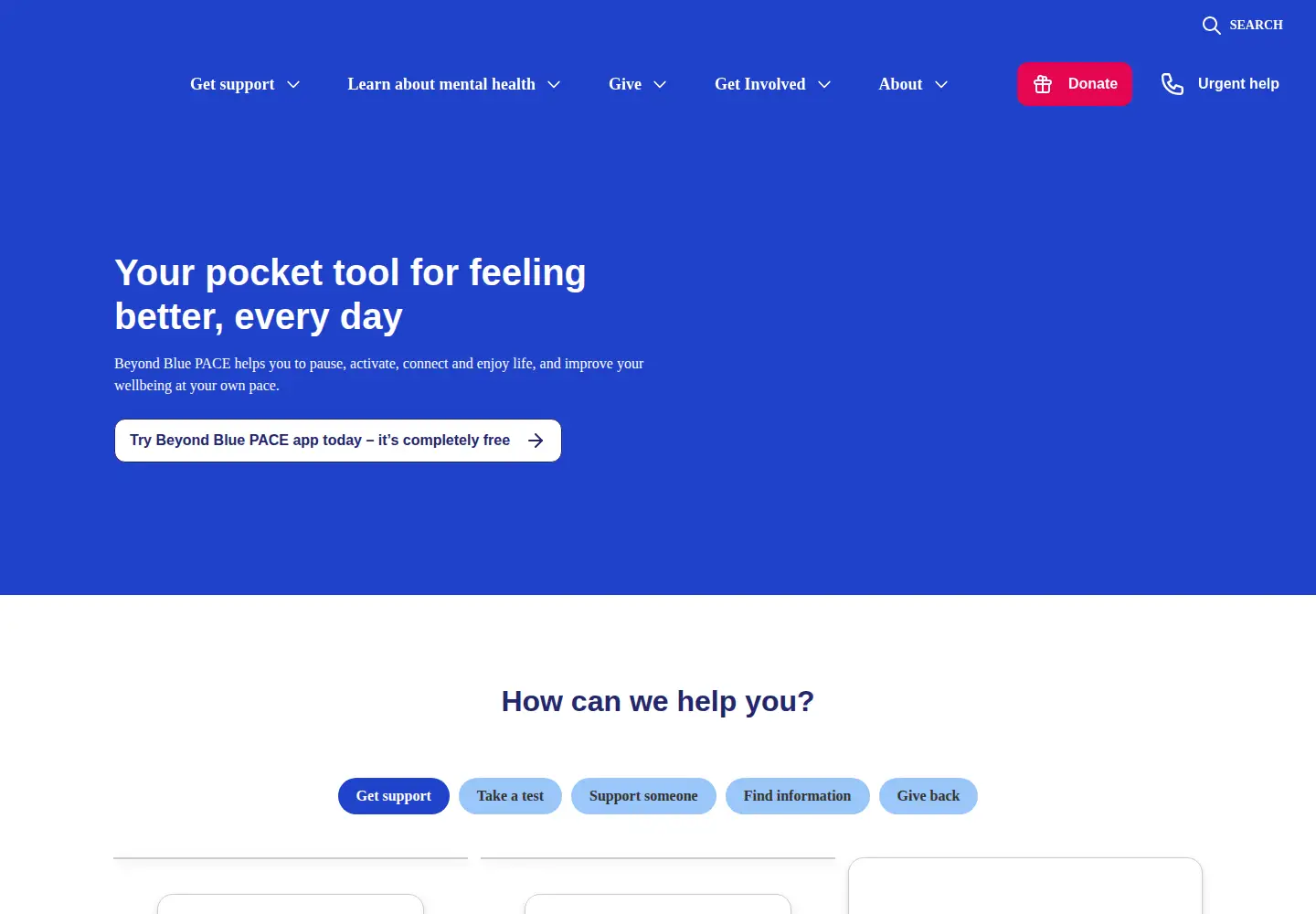 Screenshot of beyondblue.org.au