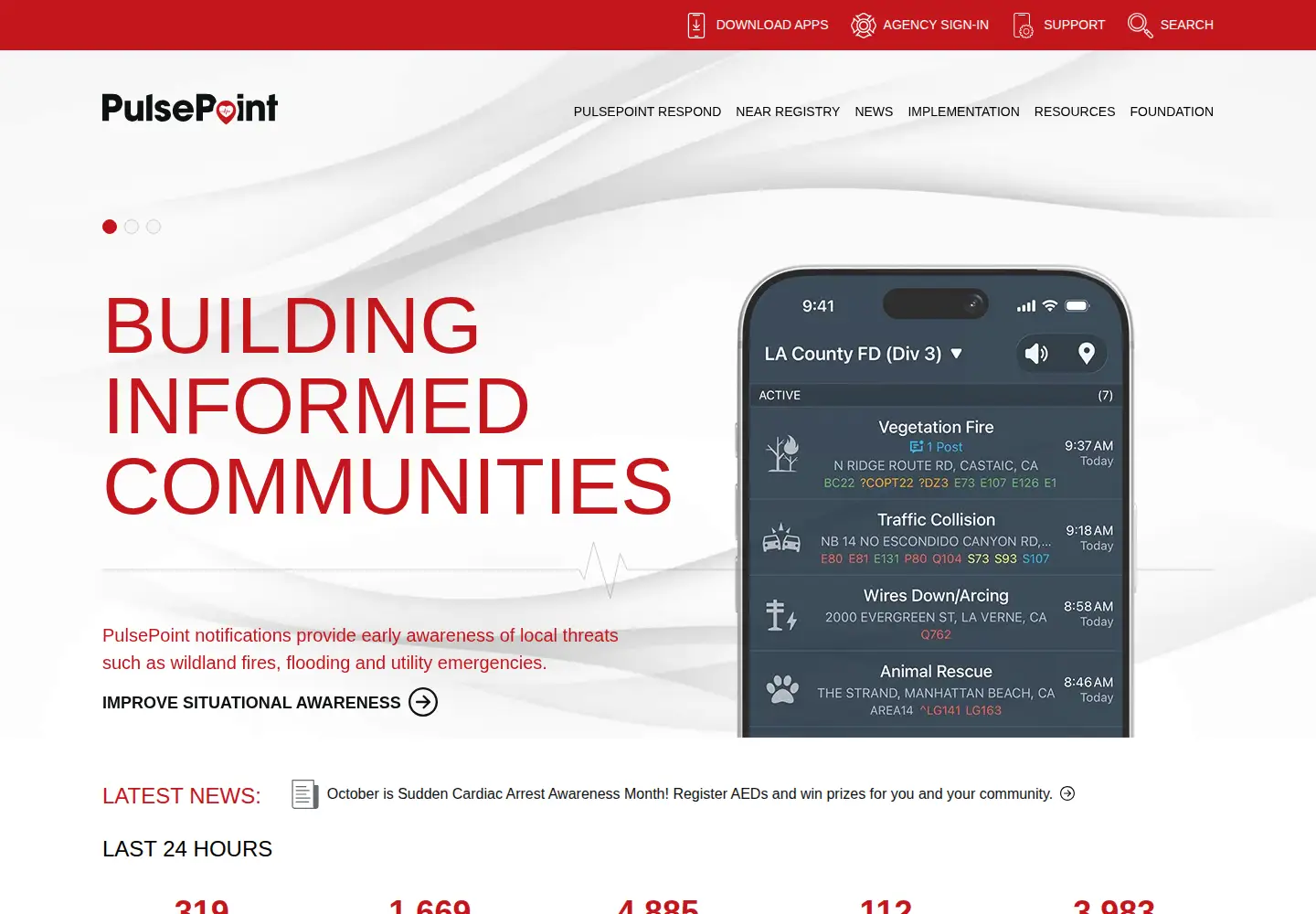 Screenshot of pulsepoint.org