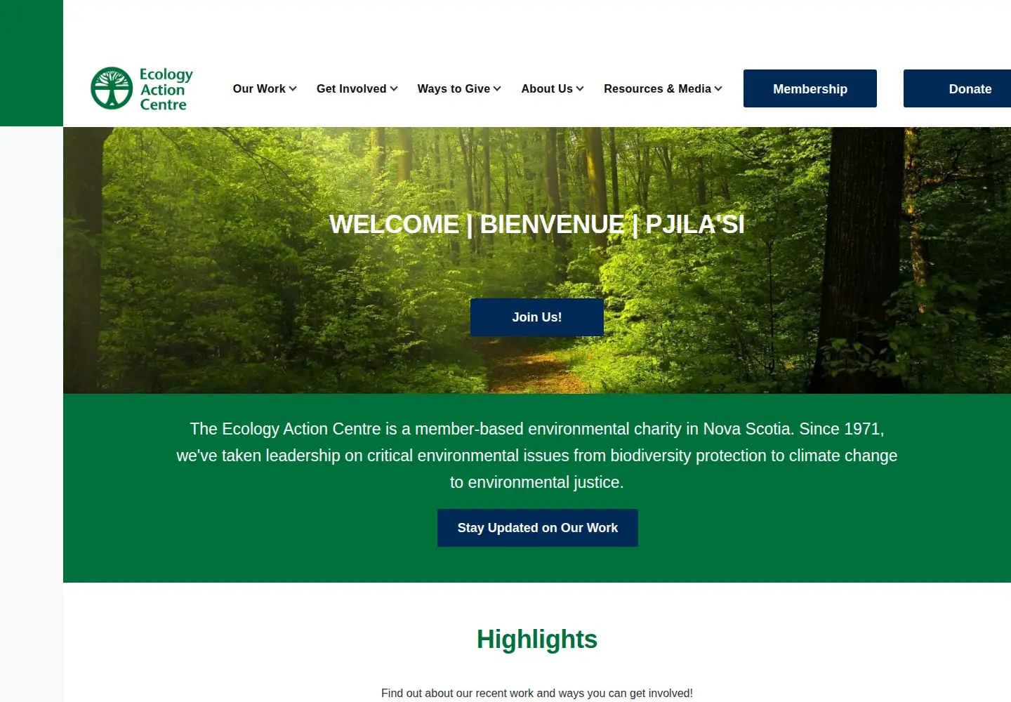 Screenshot of ecologyaction.ca
