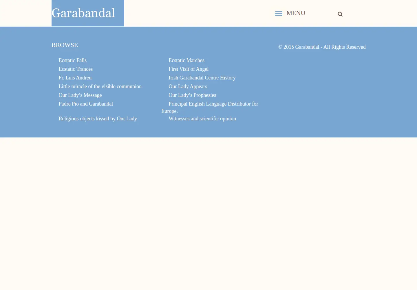 Captured homepage of garabandal.ie in the current scan