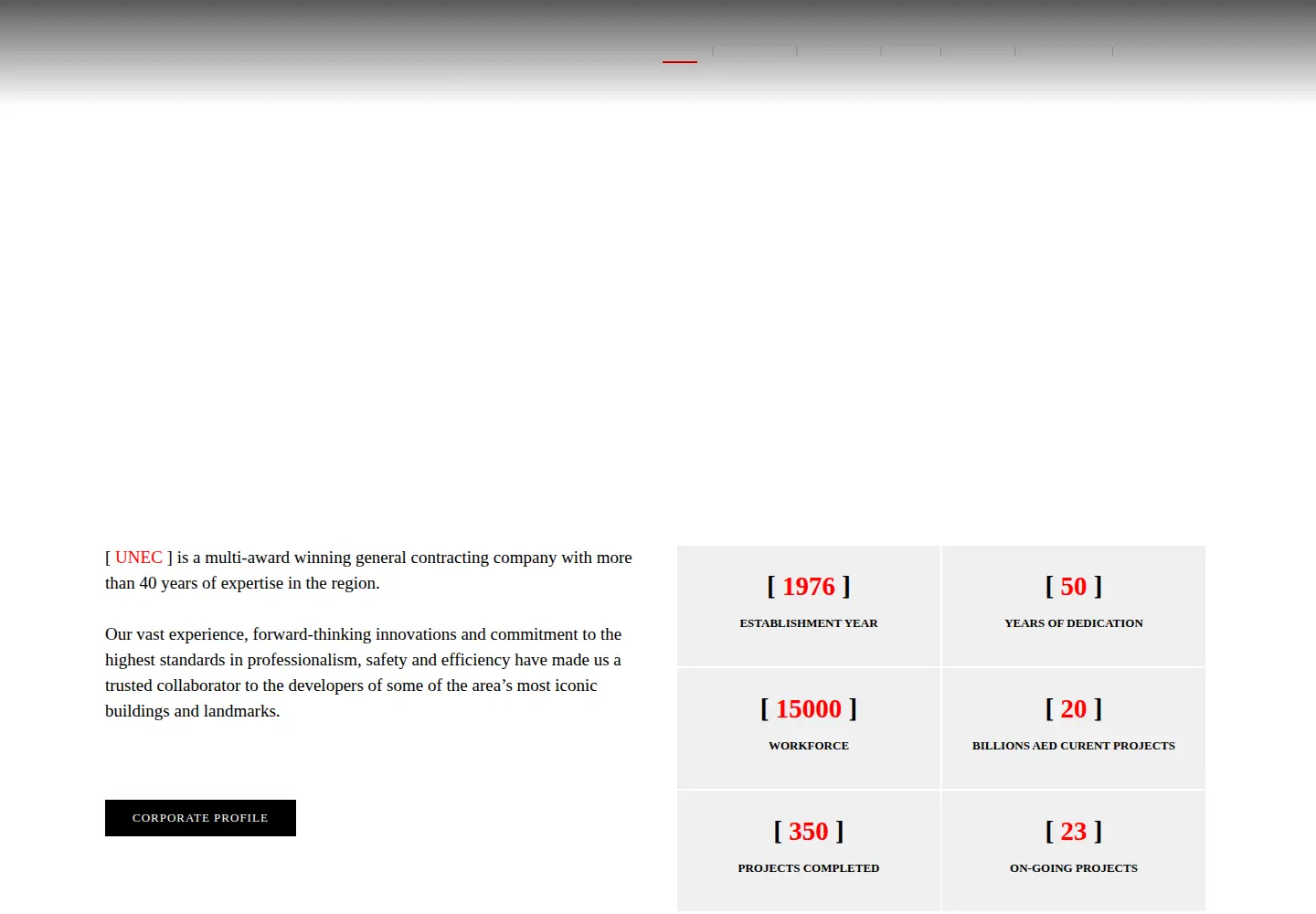 Captured homepage of unec.co in the current scan