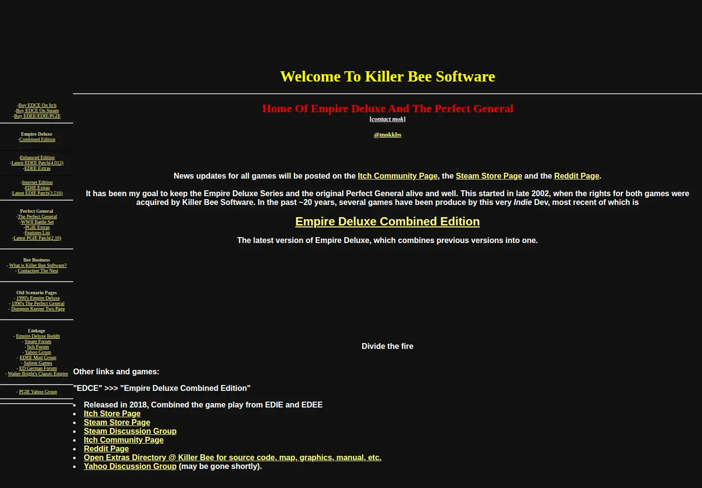 Captured homepage of killerbeesoftware.com in the current scan