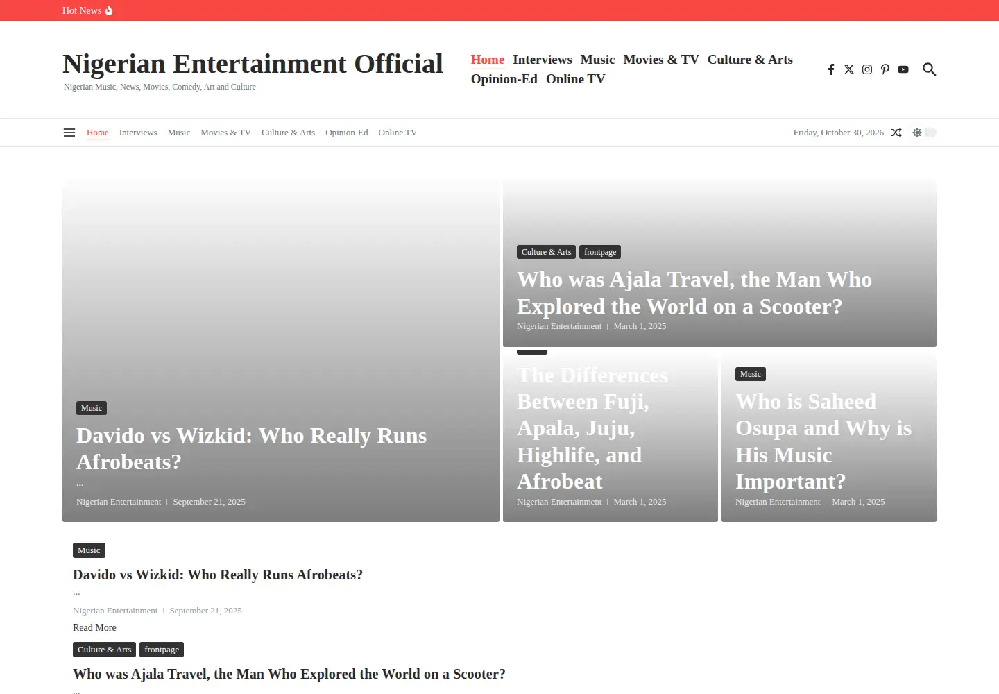 Screenshot of nigerianentertainment.com