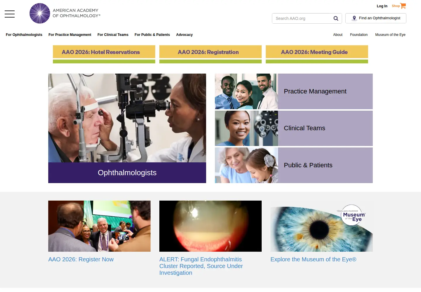 Screenshot of aao.org