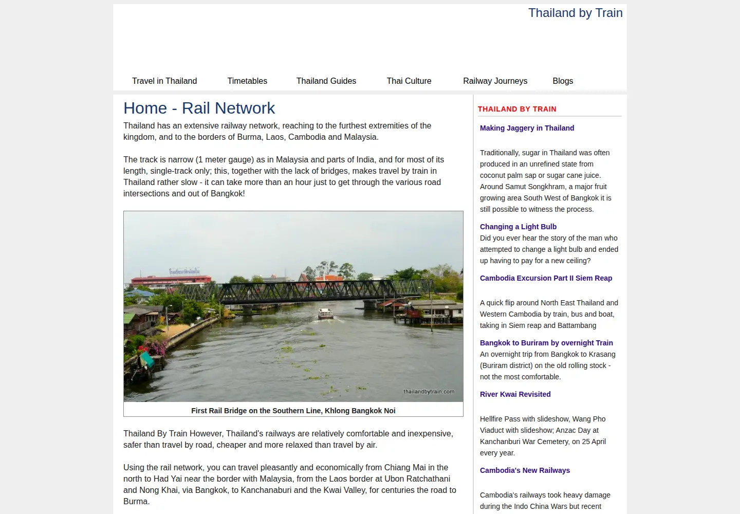 Captured homepage of thailandbytrain.com in the current scan