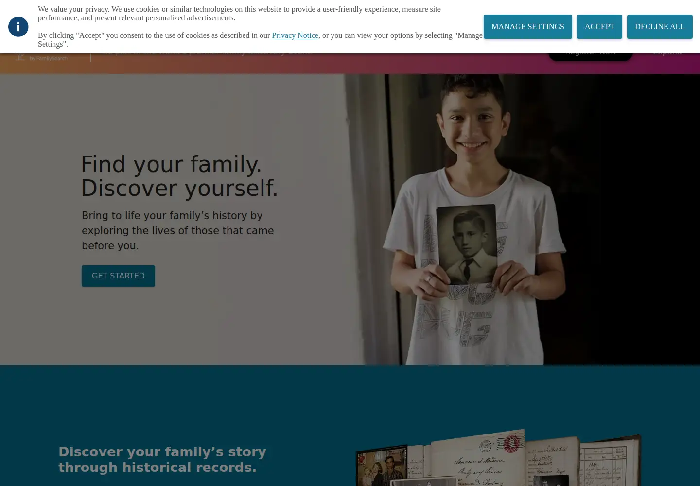 Screenshot of familysearch.org