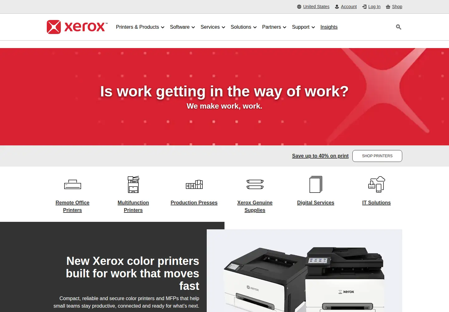 Screenshot of xerox.com