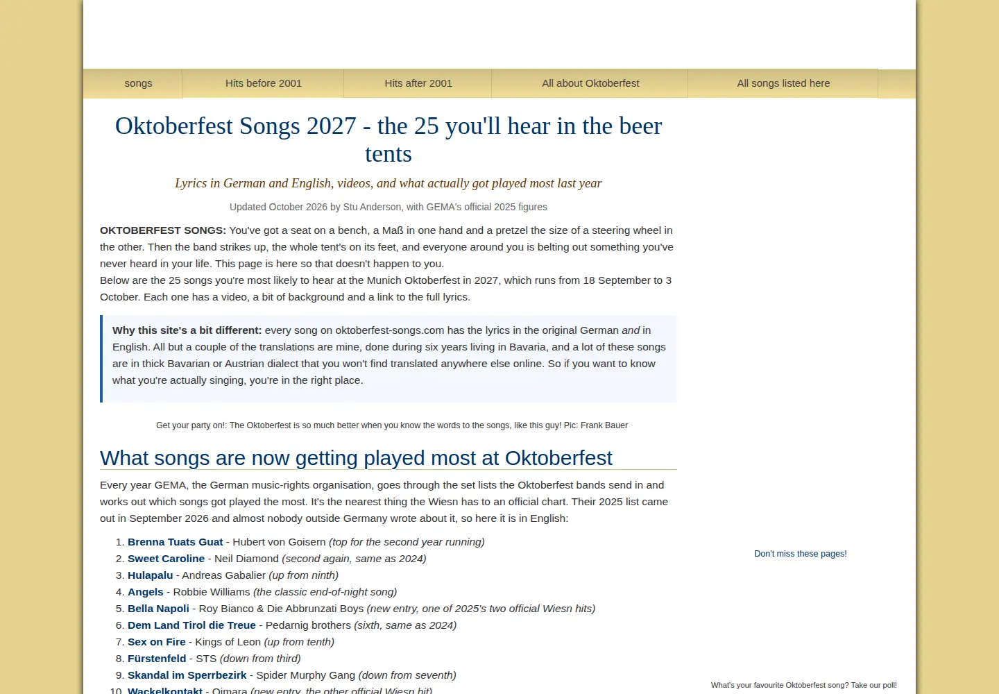 Screenshot of oktoberfest-songs.com