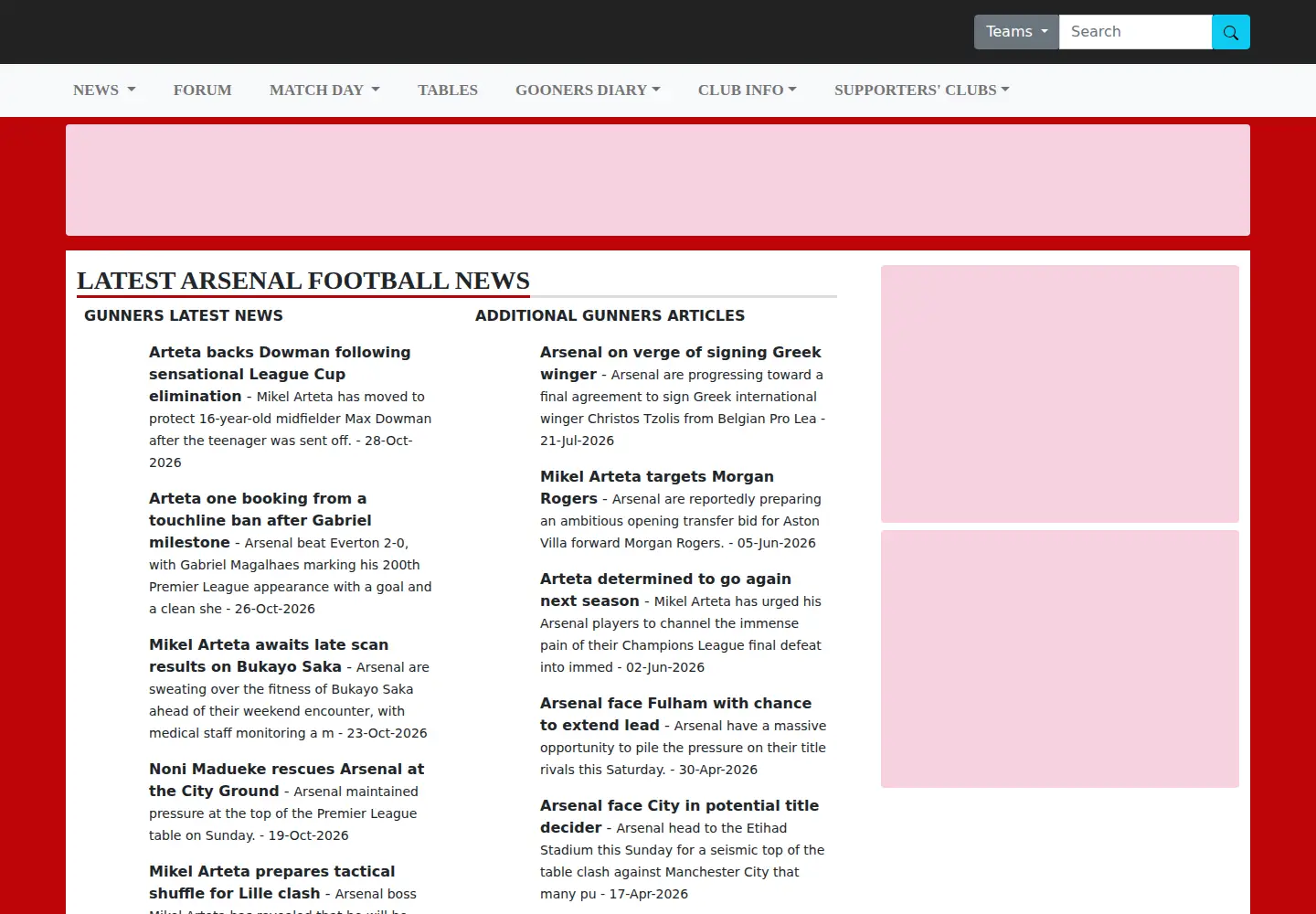 Captured homepage of arsenal-world.co.uk in the current scan